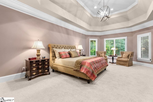 1212 Stillwater Dr, Seneca, SC 29678 - bedroom featuring a notable chandelier, carpet, baseboards, and crown molding