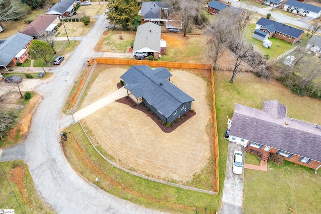 aerial view with a residential view