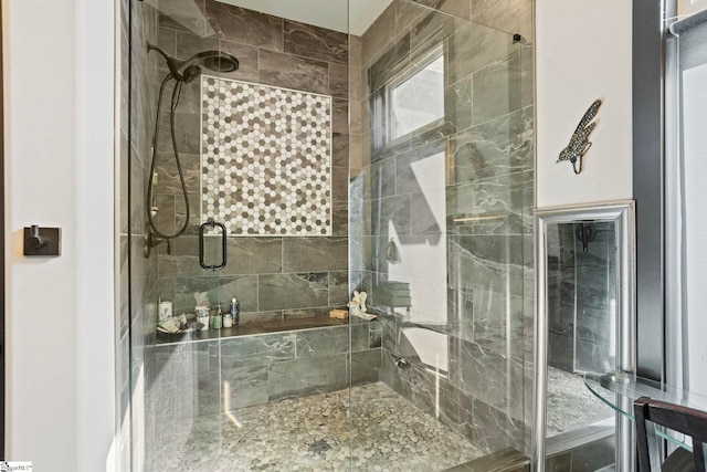 full bathroom featuring a stall shower