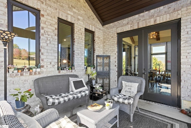 view of patio / terrace featuring french doors and outdoor lounge area