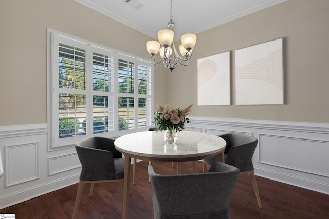 dining room with plenty of natural light, visible vents, and dark wood finished floors