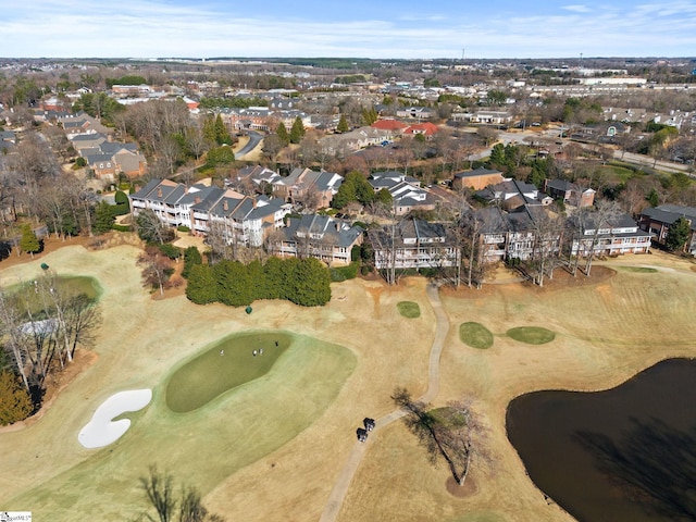 bird's eye view featuring a residential view and view of golf course