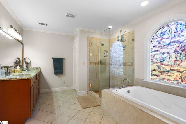204 Waterford Ln, Greer, SC 29650 - full bath with ornamental molding, vanity, and visible vents