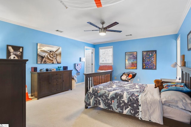 204 Waterford Ln, Greer, SC 29650 - bedroom featuring carpet, visible vents, and crown molding
