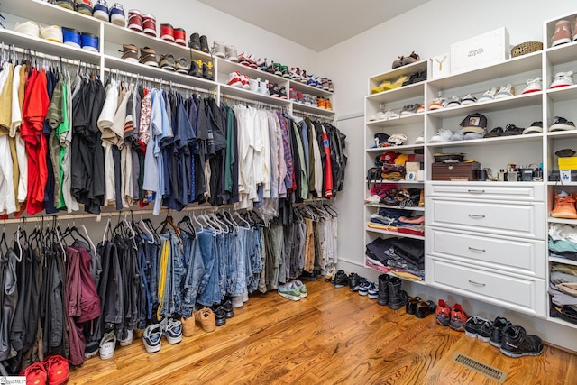 walk in closet featuring wood finished floors