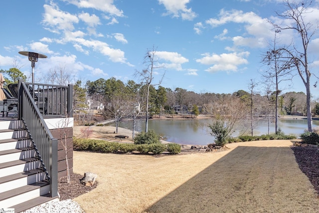 property view of water with stairs