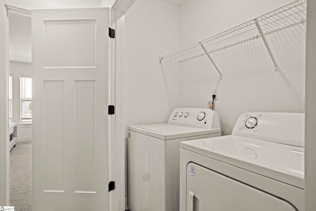 108 Marston Ln, Greenville, SC 29617 - clothes washing area featuring laundry area, carpet, and washing machine and clothes dryer