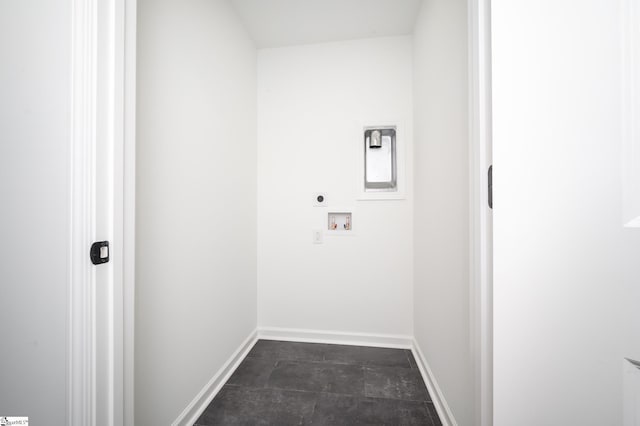 clothes washing area featuring baseboards, laundry area, washer hookup, and hookup for an electric dryer