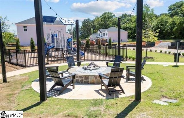 120 Indigo Cir Lot 35, Easley, SC 29642 - view of home's community featuring an outdoor fire pit, a playground, and a patio area
