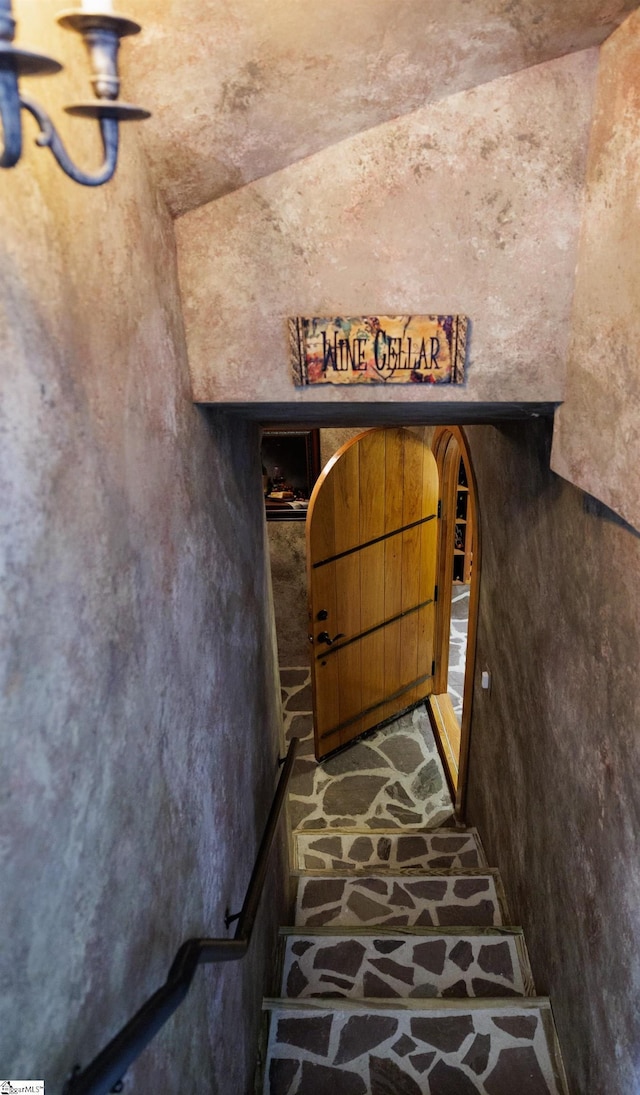 stairway with stone finish floor