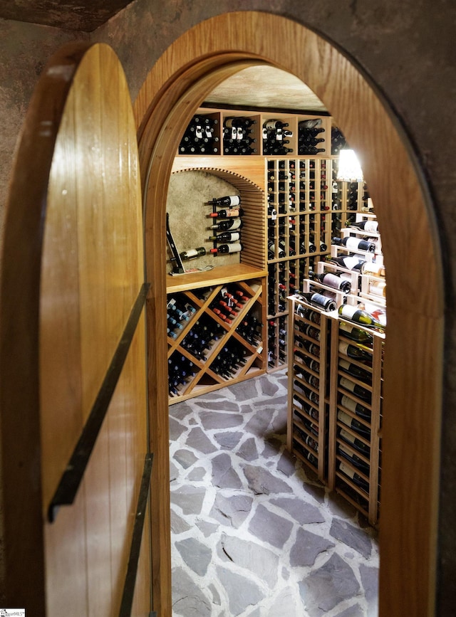 view of wine cellar