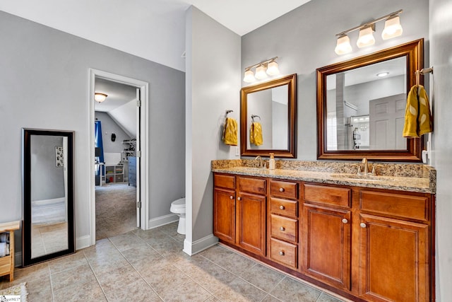 621 Shefwood Dr, Easley, SC 29642 - bathroom featuring tile patterned floors, a sink, toilet, and double vanity