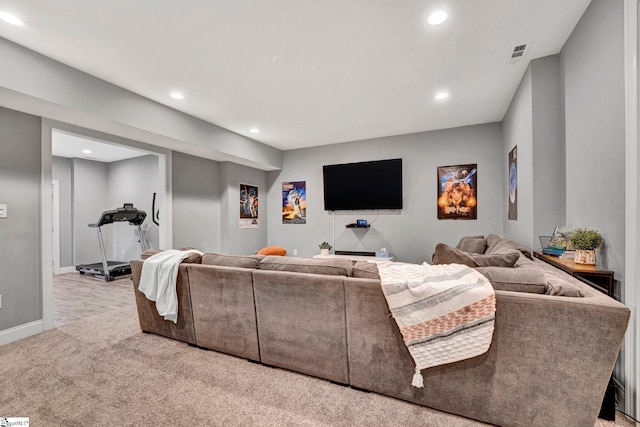 621 Shefwood Dr, Easley, SC 29642 - carpeted living area with recessed lighting, visible vents, and baseboards