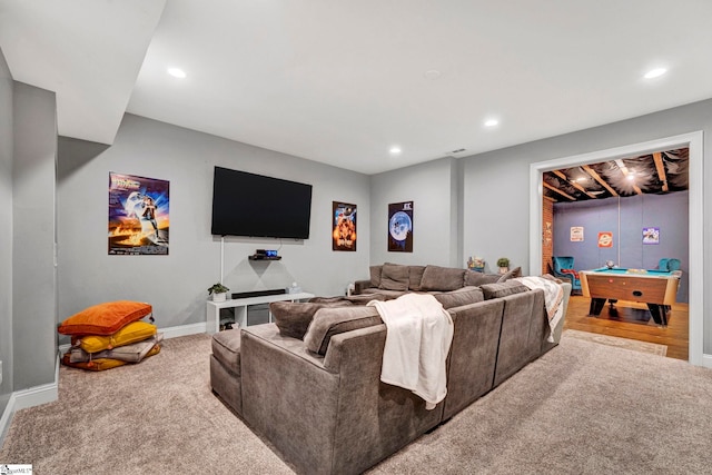 621 Shefwood Dr, Easley, SC 29642 - living area featuring recessed lighting, carpet flooring, and billiards