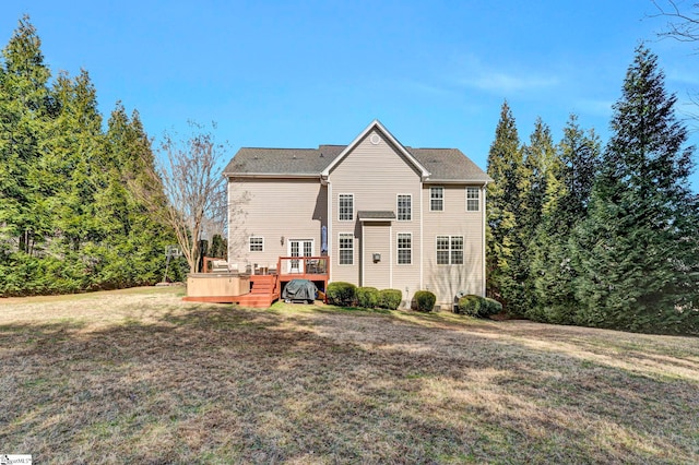 621 Shefwood Dr, Easley, SC 29642 - rear view of property featuring a lawn and a wooden deck