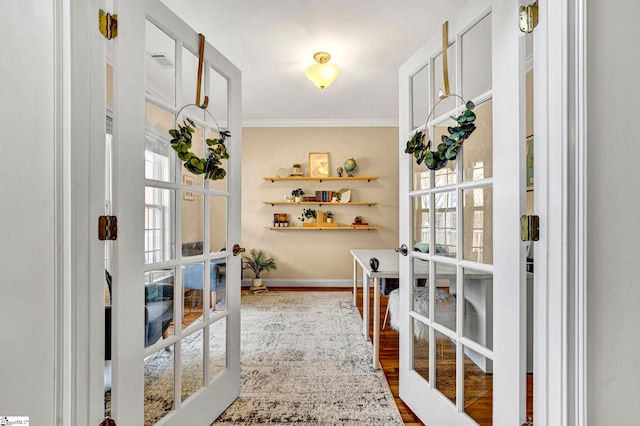 621 Shefwood Dr, Easley, SC 29642 - interior space featuring baseboards, ornamental molding, and french doors