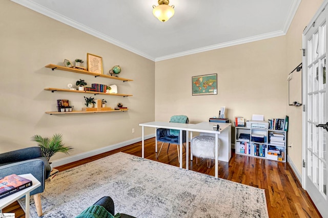 621 Shefwood Dr, Easley, SC 29642 - office area with baseboards, a healthy amount of sunlight, wood finished floors, and crown molding