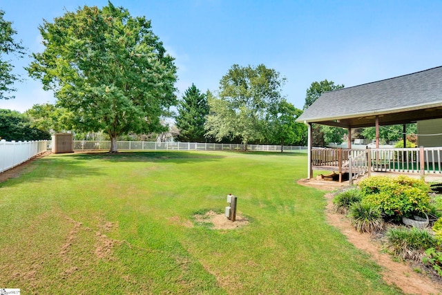 view of yard featuring a fenced backyard