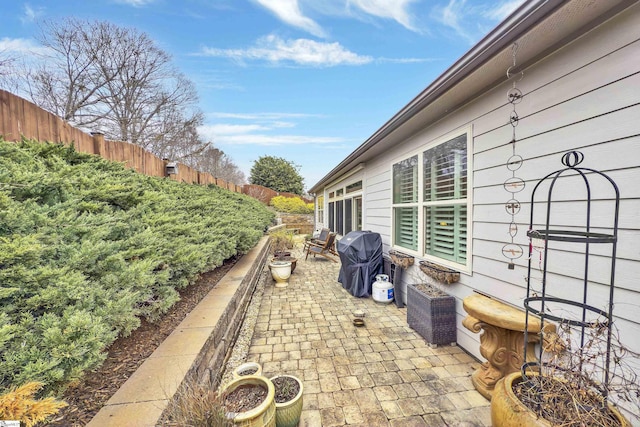 view of patio / terrace with a fenced backyard and grilling area