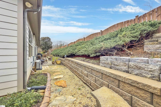 view of yard featuring a fenced backyard