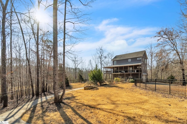 view of yard with fence