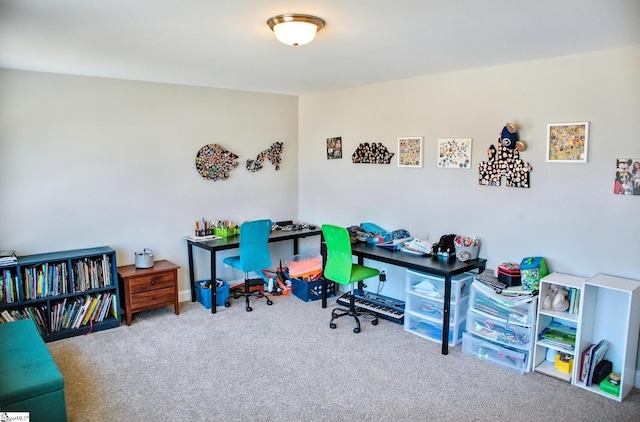 view of carpeted home office