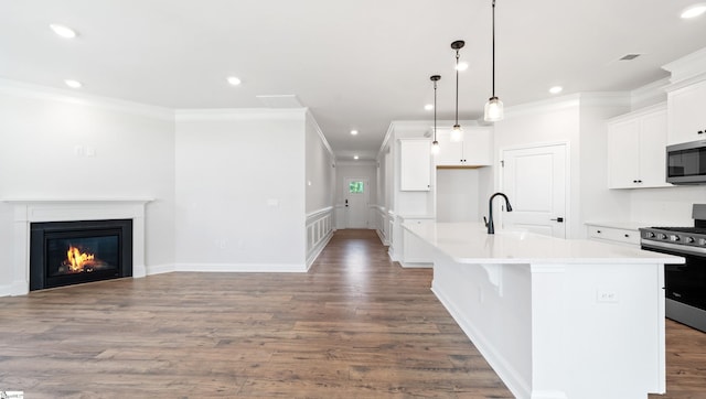 1791 Wabash Pl Lot 0511, Boiling Springs, SC 29316 - kitchen with appliances with stainless steel finishes, crown molding, recessed lighting, a center island with sink, and light countertops