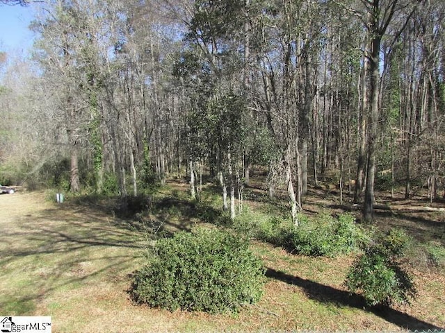 view of yard featuring a view of trees