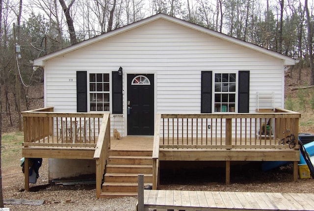 view of front facade with a deck