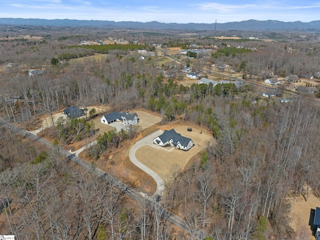 birds eye view of property with a mountain view