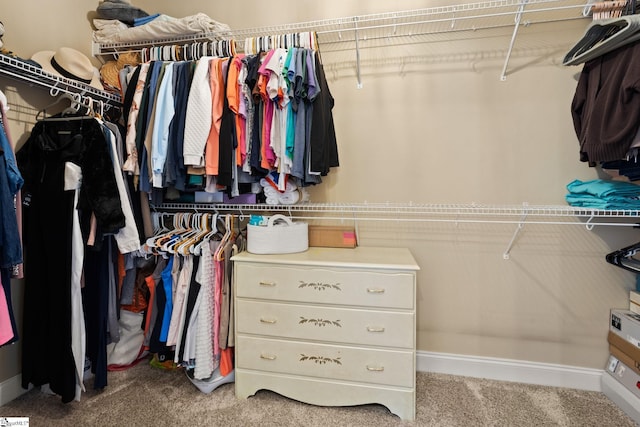 spacious closet with carpet flooring