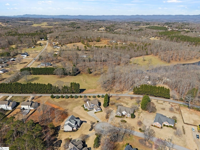 birds eye view of property with a mountain view