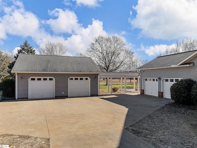 view of detached garage