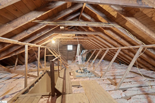 view of unfinished attic