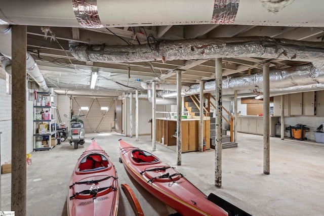 view of unfinished basement