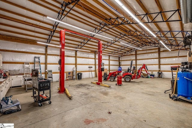 garage with metal wall