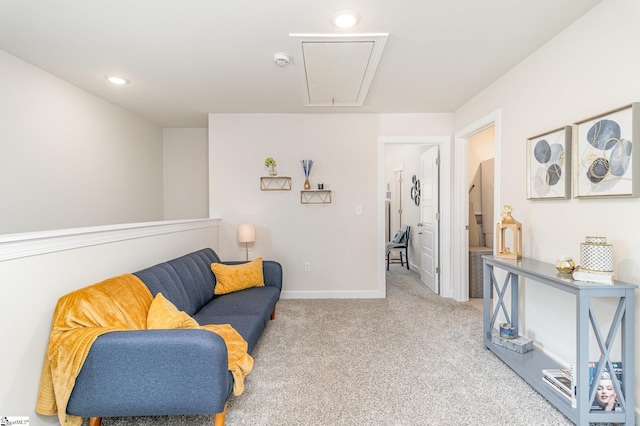 107 Tramore Ln, Fountain Inn, SC 29644 - sitting room featuring attic access, baseboards, recessed lighting, and carpet flooring