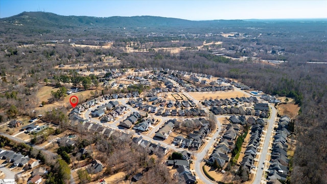 bird's eye view featuring a mountain view and a residential view