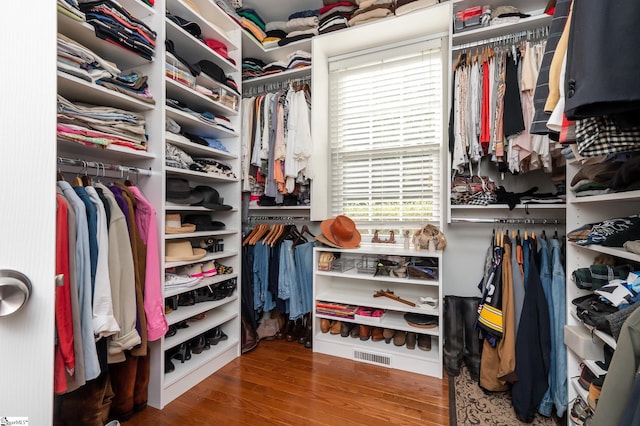 spacious closet with wood finished floors