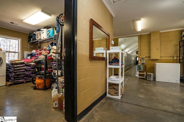 interior space with washer / dryer and visible vents