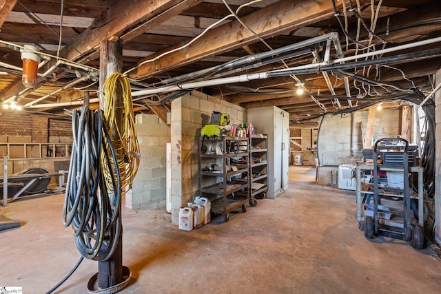 view of unfinished basement