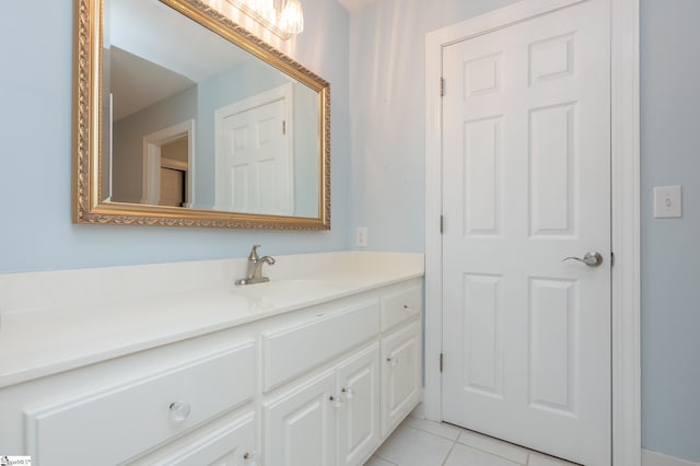 bathroom with vanity and tile patterned floors