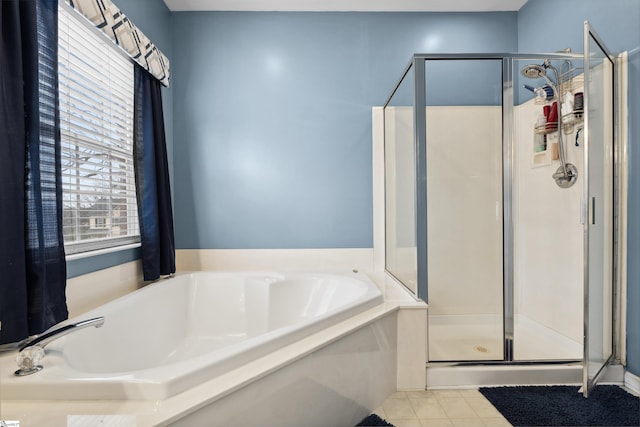 103 Hornbuckle Dr, Easley, SC 29642 - bathroom with a garden tub, tile patterned flooring, and a shower stall