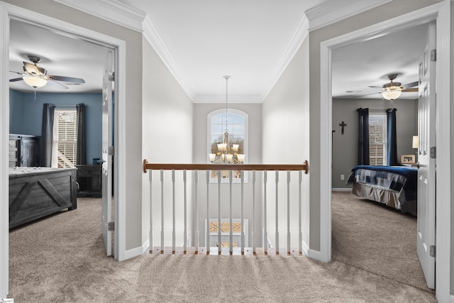 103 Hornbuckle Dr, Easley, SC 29642 - hallway with plenty of natural light, carpet, baseboards, and a notable chandelier