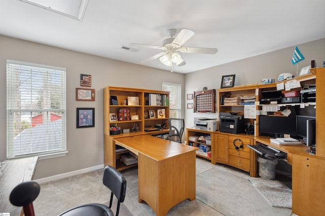 103 Hornbuckle Dr, Easley, SC 29642 - office featuring light carpet, plenty of natural light, visible vents, and a ceiling fan