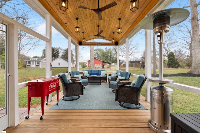 103 Hornbuckle Dr, Easley, SC 29642 - deck with a yard, an outdoor living space, and a ceiling fan