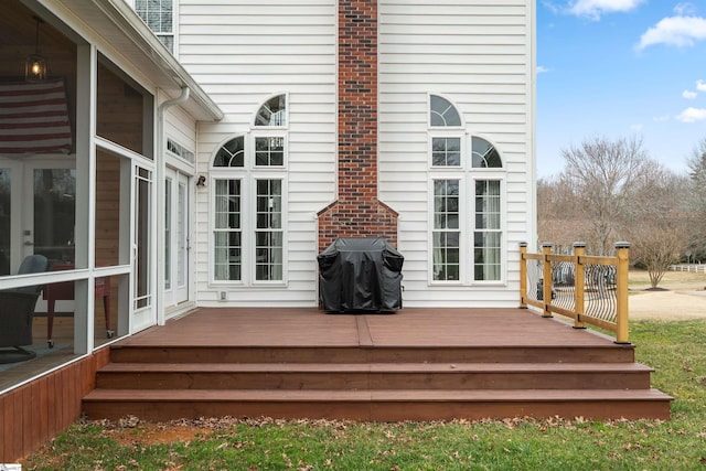 103 Hornbuckle Dr, Easley, SC 29642 - deck with a sunroom and grilling area