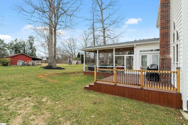 103 Hornbuckle Dr, Easley, SC 29642 - view of yard with a sunroom and a wooden deck