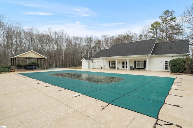 103 Hornbuckle Dr, Easley, SC 29642 - view of pool featuring a patio area, a gazebo, a covered pool, and french doors