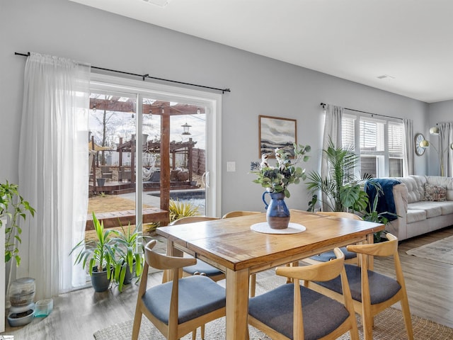 dining room with wood finished floors